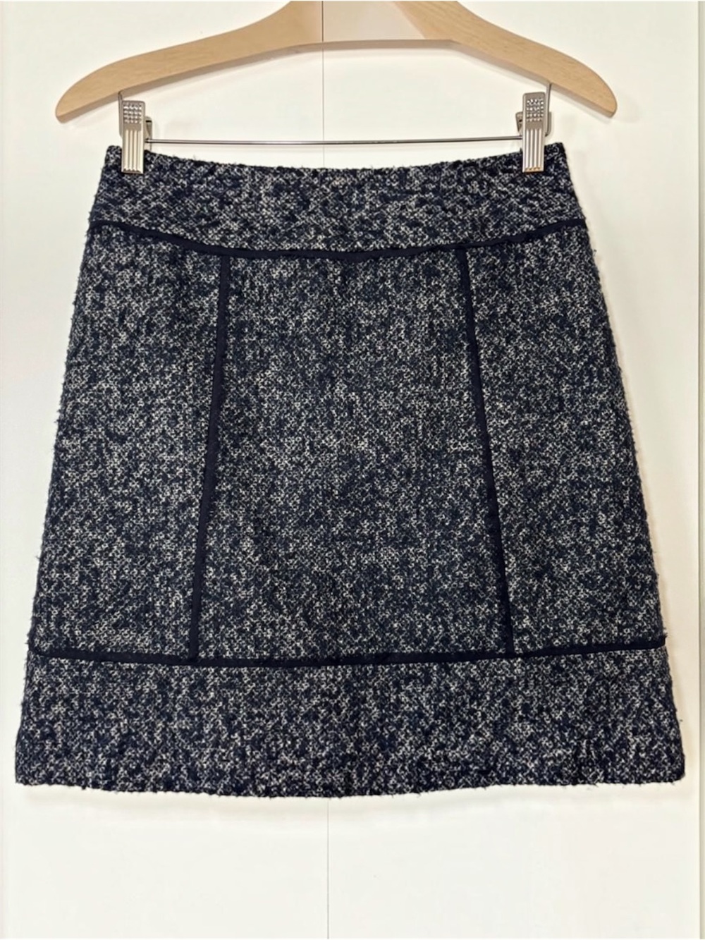 Halogen Women’s Tweed A-Line Mini Skirt Navy Gray Wool blend Size 2